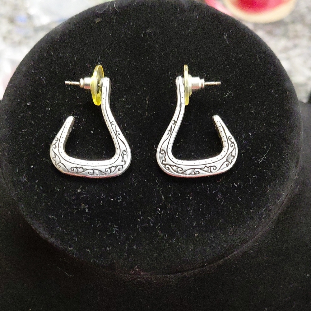 Brighton Silver Hook Earrings.A little over 1 inch long. Silver Plated. Sterling